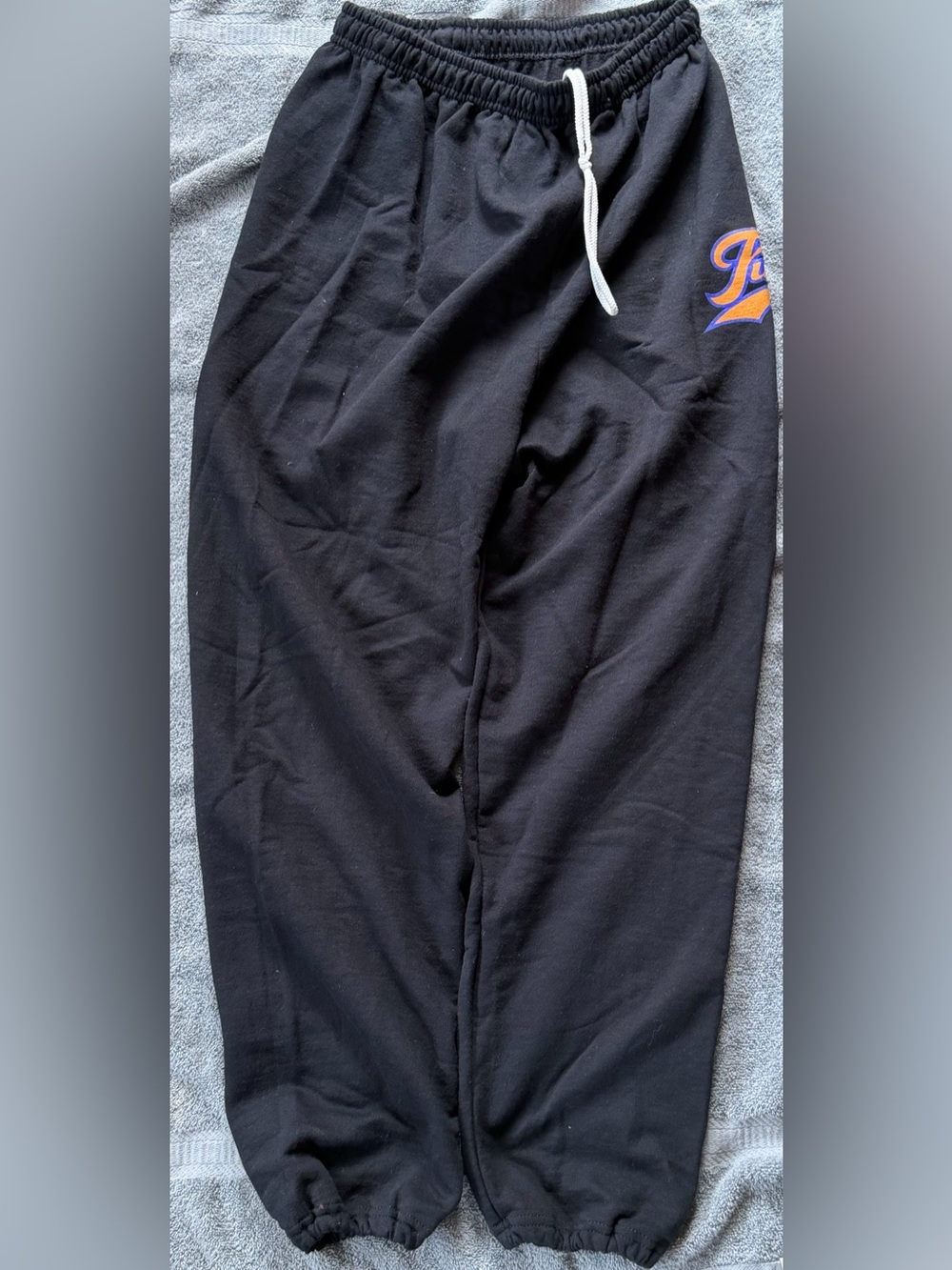 Black Sweatpants with Contrast Drawstring and Small FUBU logo